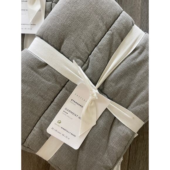 New Pottery Barn Garment Washed Standard Sham Set 2 in Gray - Picture 2 of 3